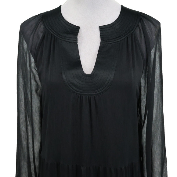 Soft Surrounding Dress Womens Medium Black Sheer Chiffon Layered Lined Maxi - Picture 13 of 13